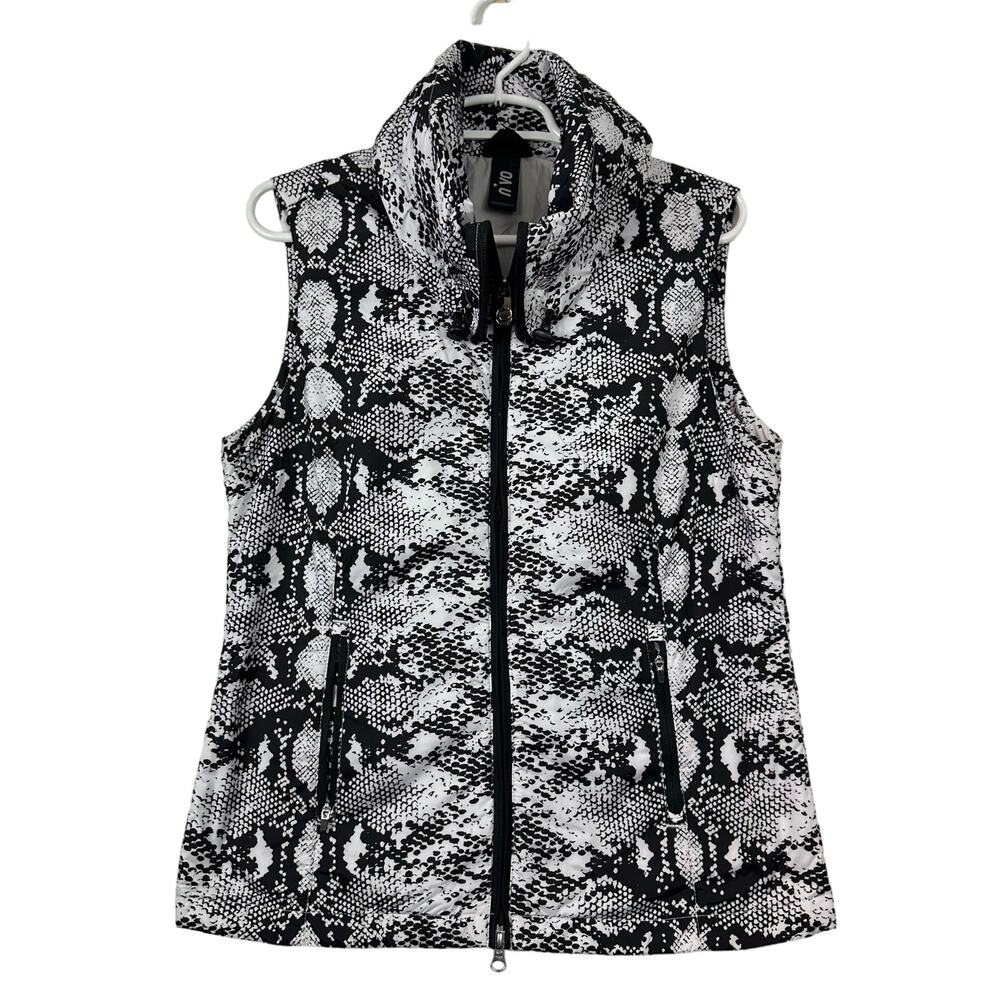 N'Vo Black White Snake Print Puffer Vest Med